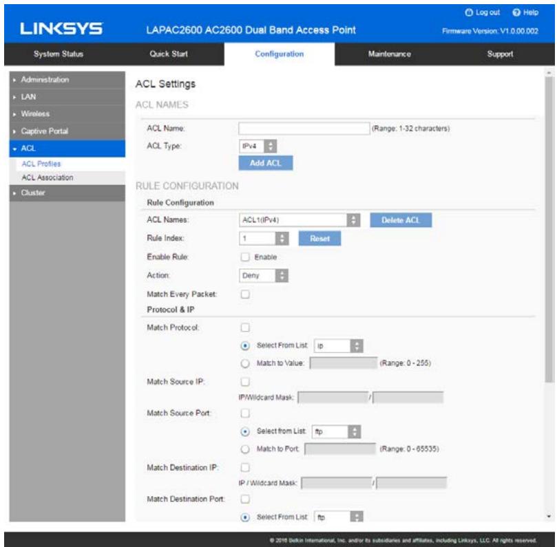 LINKSYS LAPAC2600 - ACL Profiles - 1