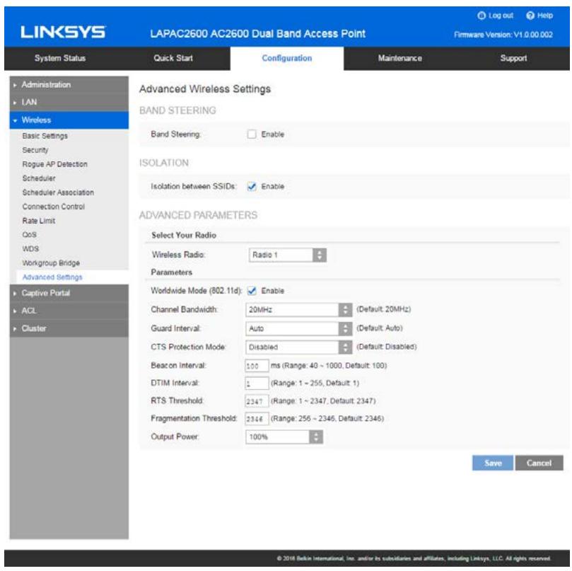 LINKSYS LAPAC2600 - Advanced Settings - 1