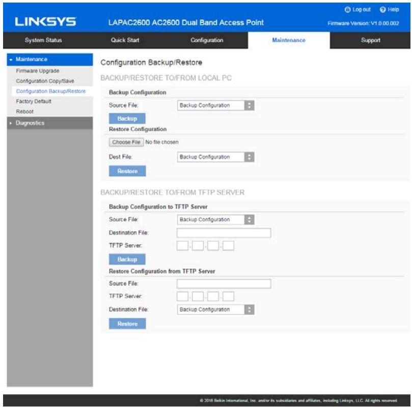 LINKSYS LAPAC2600 - Configuration Backup/Restore - 1