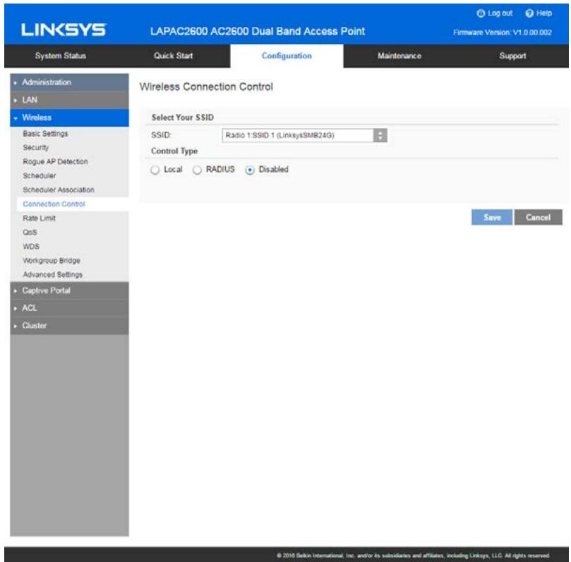 LINKSYS LAPAC2600 - Connection Control - 1