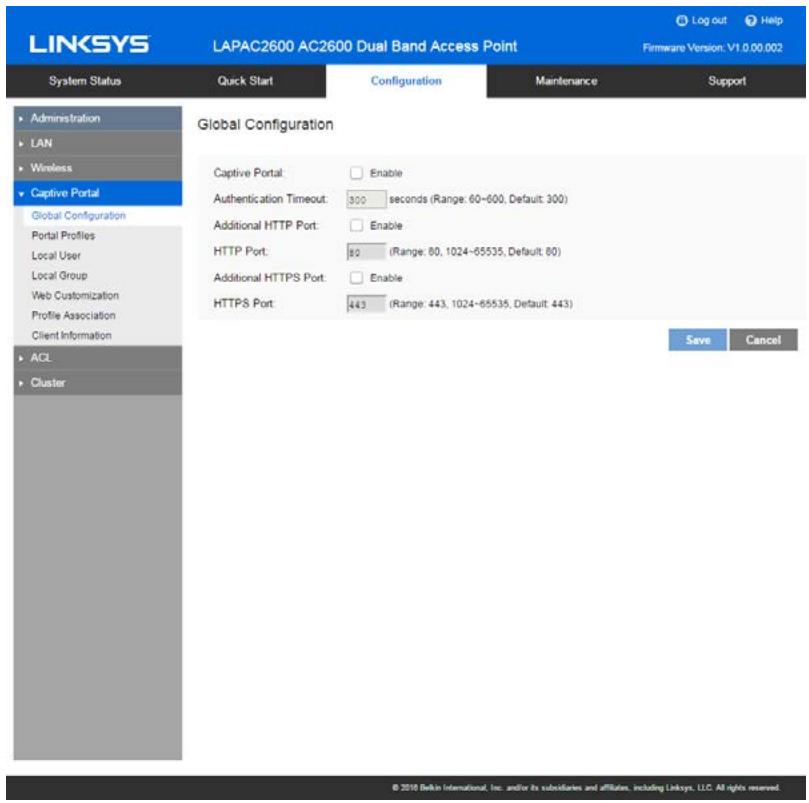 LINKSYS LAPAC2600 - Global Configuration - 1