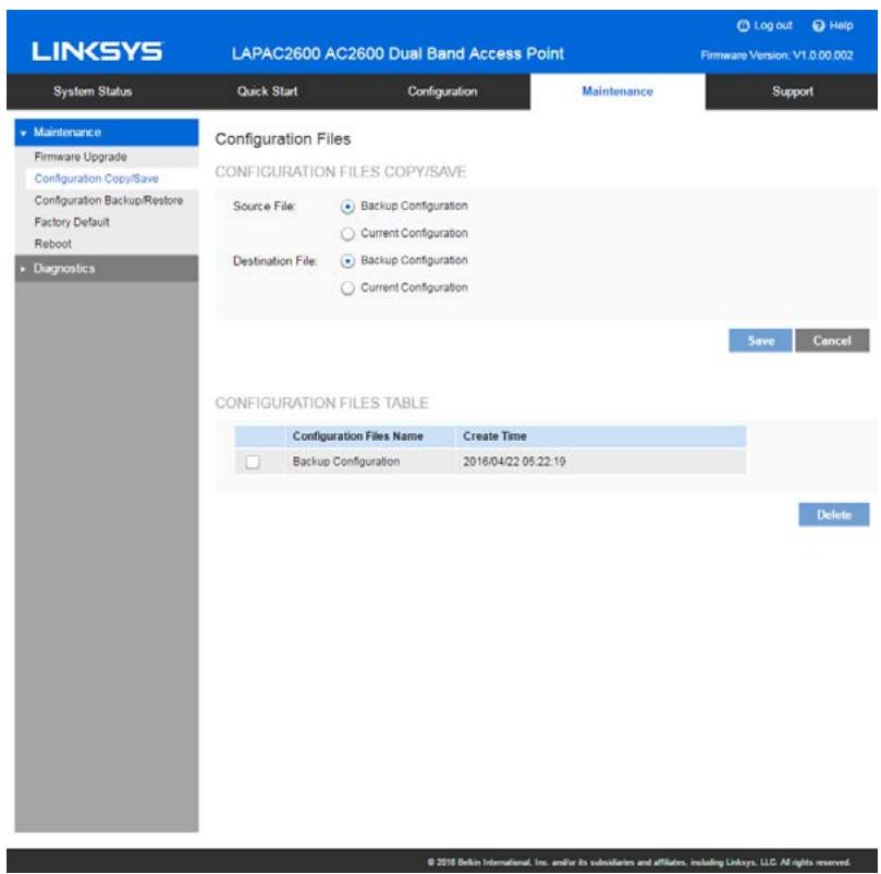 LINKSYS LAPAC2600 - Configuration Copy/Save - 1