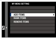 FUJIFILM X-E3 - MY MENU SETTING - 1