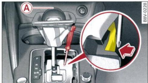 AUDI E TRON - Déverrouillage d'urgence du levier sélecteur (vécicule avec direction à gauche) - 2