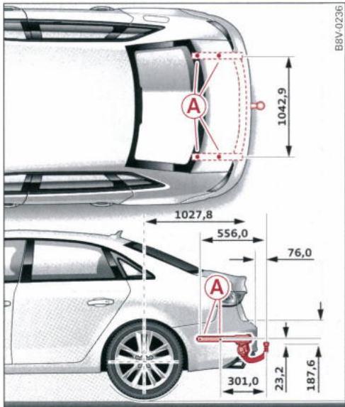 AUDI E TRON - A3 Berline : emplacement des points defixation - 1