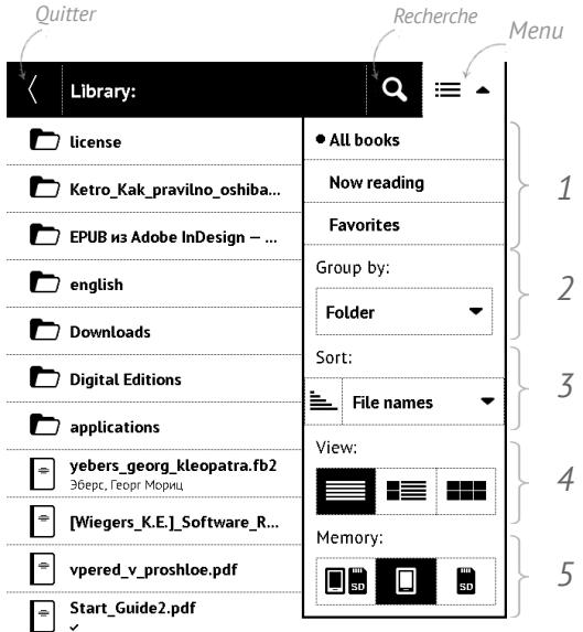 POCKETBOOK BASIC TOUCH 2 - Aperçu de la bibliothèque - 1