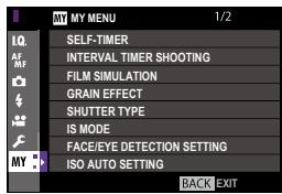 FUJIFILM X-H1 - MY MENU - 1