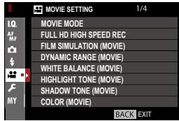 FUJIFILM X-H1 - Adjusting Movie Settings - 1
