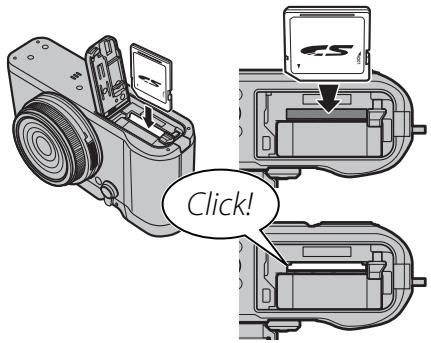 FUJIFILM X-T100 - Insert the memory card. - 1