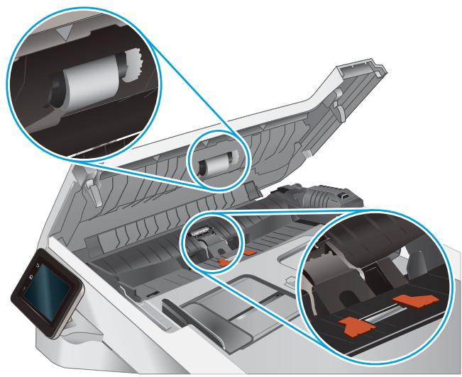 HP COLORJET PRO M283FDN - Nettoyer les rouleaux et le tampon de séparation du bac d'alimentation. - 2