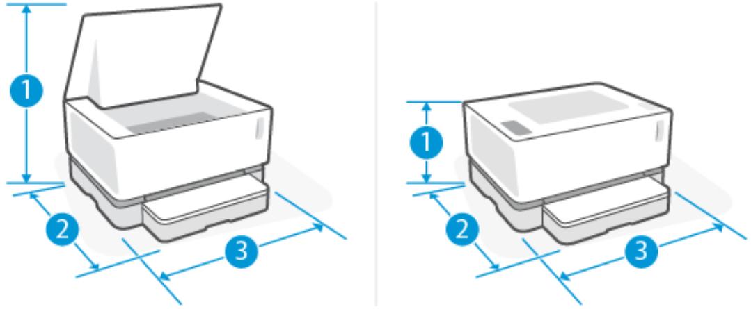 HP NEVERSTOP 1001NW - Dimensions de l'imprimante - 1