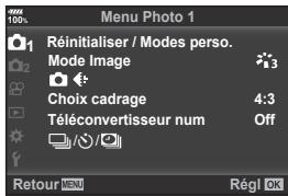 OLYMPUS E-M1 MARK II - Affichez les menus. - 2