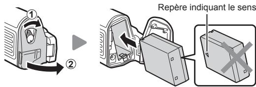 OLYMPUS E-M1 MARK II - ■ Insertion de la batterie - 1