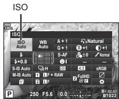 OLYMPUS E-M1 MARK II - Modification de la sensibilité ISO (ISO) - 1