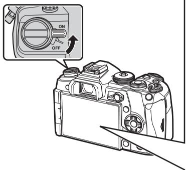 OLYMPUS E-M1 MARK II - Placez le levier ON/OFF sur la position ON. - 1