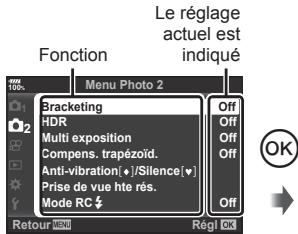 OLYMPUS E-M1 MARK II - Utilisez △▽ pour sélectionner un onglet et appuyez sur la touche Ⓞk. - 2
