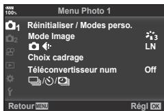OLYMPUS E-M1 MARK II - Utilisation du Menu Photo 1/Menu Photo 2 - 1