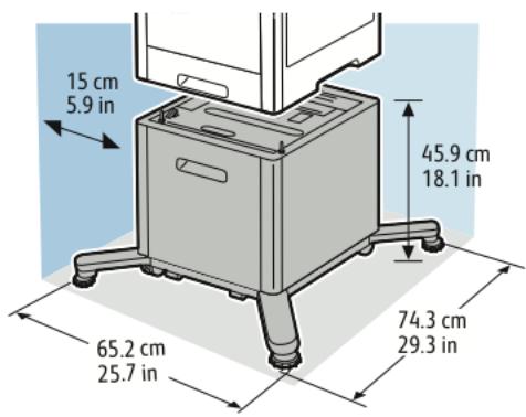 XEROX VERSALINK B615V/X - Espace de dégagement requis pour le chargeur de documents haute capacité avec roulettes en option - 1