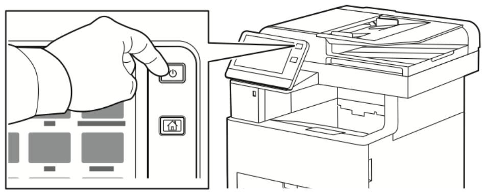 XEROX VERSALINK B615V/X - Mise sous tension de l'imprimante, ou fin du mode économique d'énergie ou du mode veille - 1