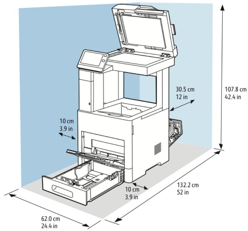 XEROX VERSALINK B615V/X - Espace de dégagement requis - 2