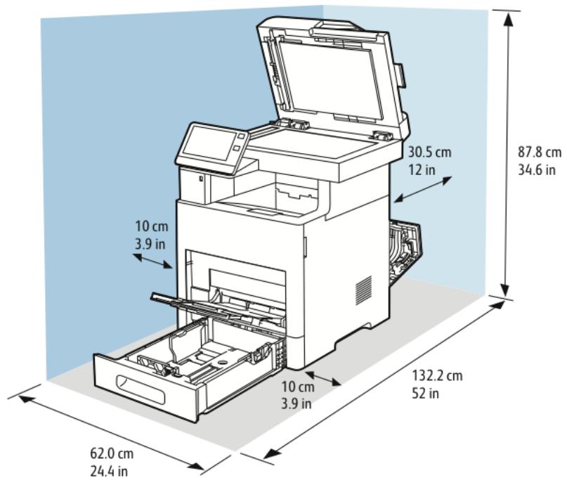 XEROX VERSALINK B615V/X - Espace de dégagement requis - 1