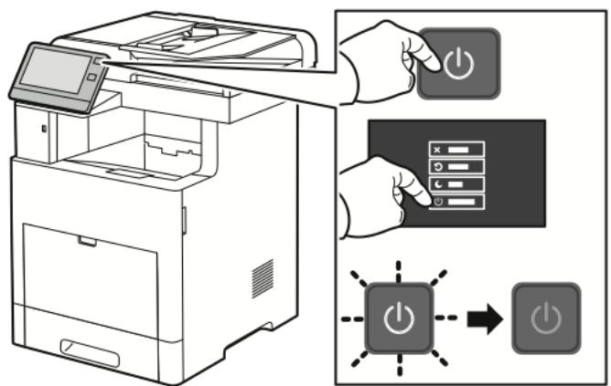 XEROX VERSALINK B615V/X - Redémarrage, passage au mode veille ou mise hors tension de l'imprimante - 1