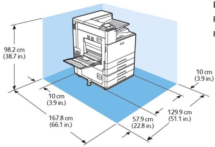 XEROX C9000V - Espace de dégagement requis pour la configuration avec module à 2 magasins ou module tandem - 1