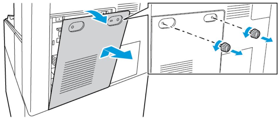 XEROX C9000V - Retrait et remplacement du capot d'accès à l'arrêt - 1