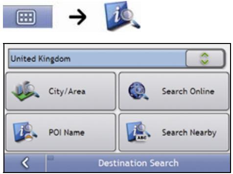 MIO MOOV 200 GPS - Open the Destination Search screen - 1