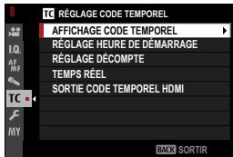 FUJIFILM FUJI X-S10 - Réglage code temporel (enregistrement matériel) - 1