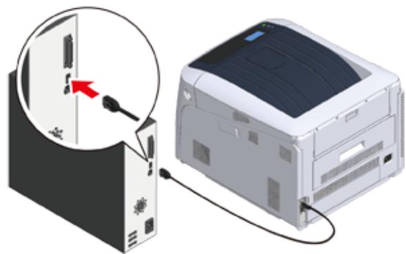 OKI C844DNW - Connexion d'un câble USB - 5