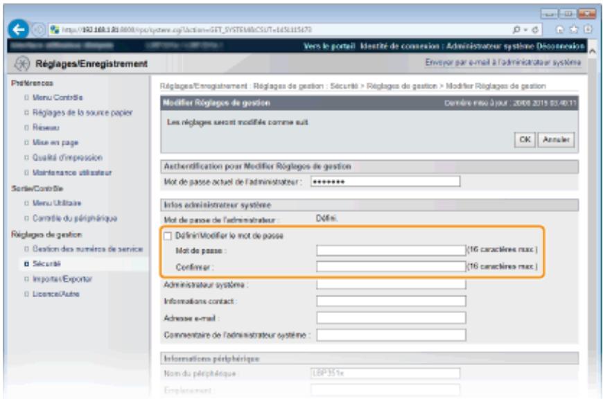 CANON I-SENSYS LBP325X - Saisissez le mot de passe actuel dans [mot de passe actuel de l'administrateur] - 2