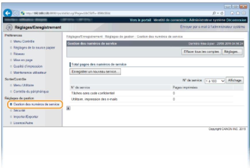 CANON I-SENSYS LBP325X - Enregistrement/modification du numéro de service et du PIN - 2