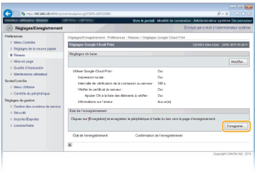 CANON I-SENSYS LBP325X - Enregistrement de l'appareil auprès de google cloud print - 3