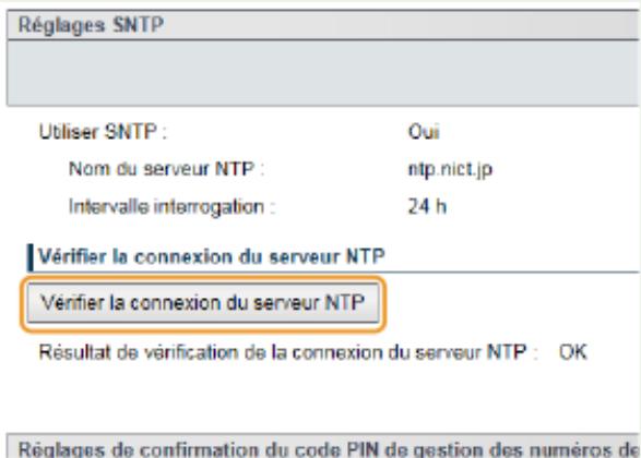 CANON I-SENSYS LBP325X - Test des communications avec le serveur ntp/sntp - 1
