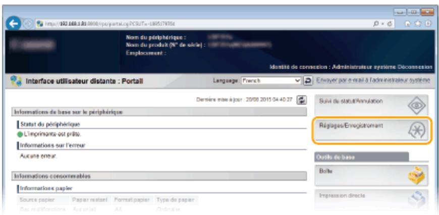 CANON I-SENSYS LBP325X - Configuration des réglages pour le logiciel de gestion des périphériques - 1