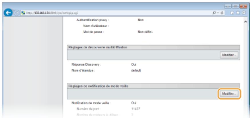 CANON I-SENSYS LBP325X - Cliquez sur [modifier] dans [réglages de notification de mode veille] - 1