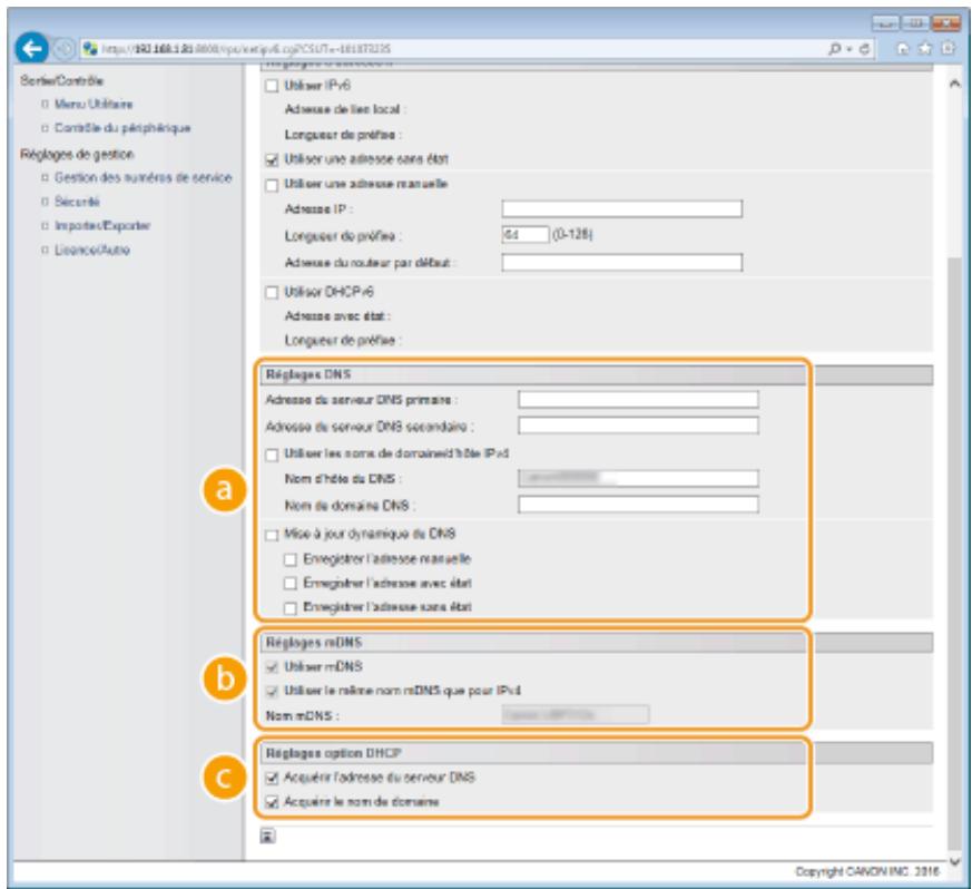 CANON I-SENSYS LBP325X - Configurez les réglages DNS IPV6. - 1