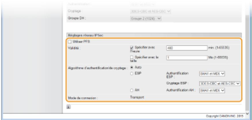 CANON I-SENSYS LBP325X - Spécifiez les réglages du réseau ipsec. - 1