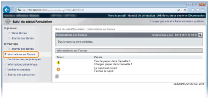 CANON I-SENSYS LBP325X - Vérification des informations d'erreur - 2