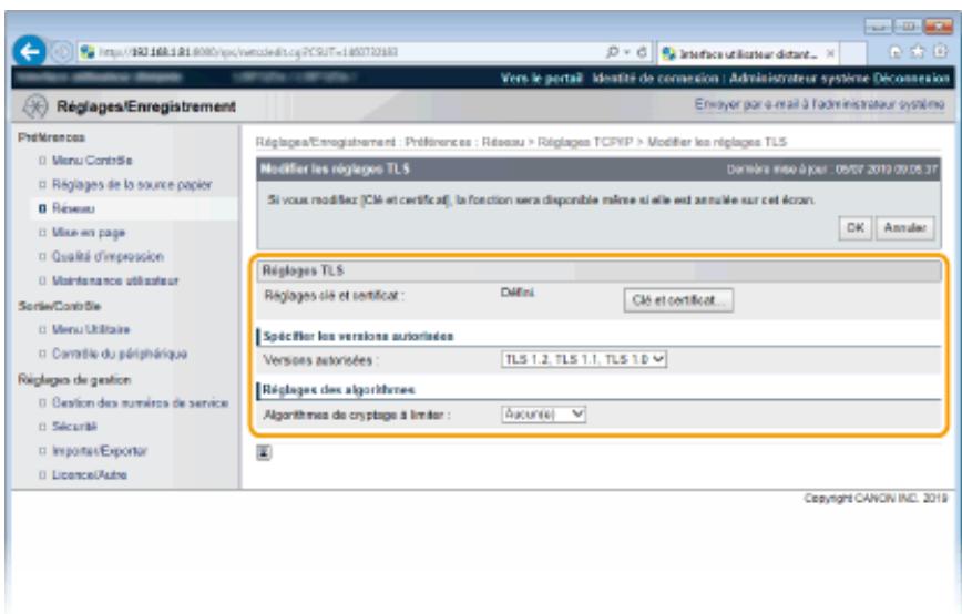 CANON I-SENSYS LBP325X - Utilisation du protocole TLS pour les communications cryptées - 5