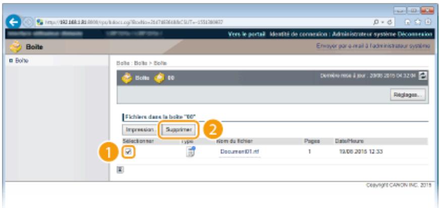 CANON I-SENSYS LBP325X - Cochez la case en regard du document à supprimer et cliquez sur [supprimer]. - 1