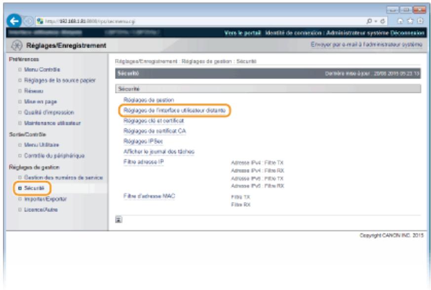 CANON I-SENSYS LBP325X - Utilisation du protocole TLS pour les communications avec l'interface utilisateur distante - 1