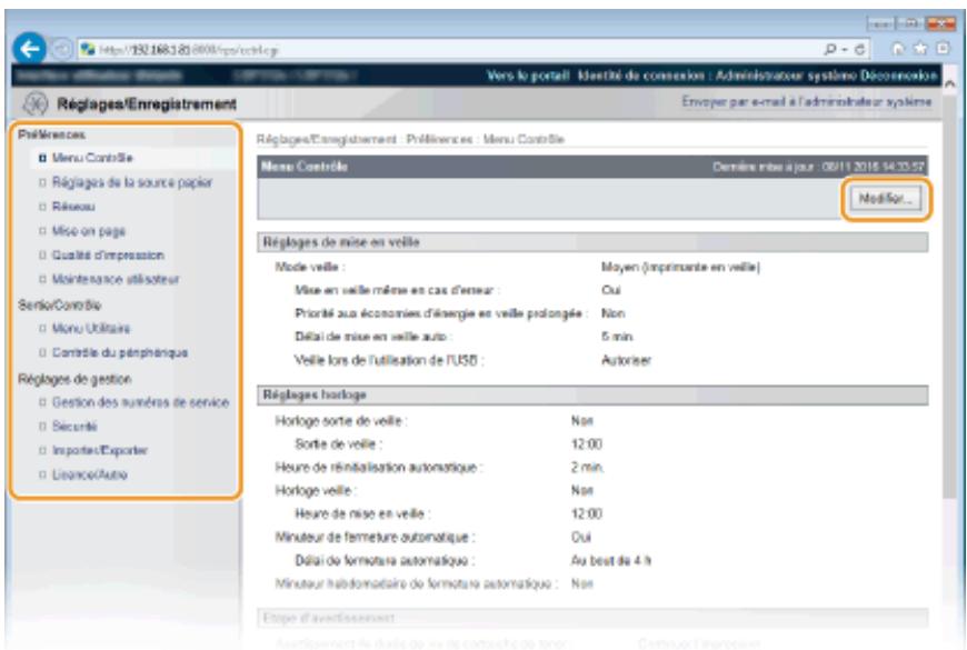 CANON I-SENSYS LBP325X - Configuration des options de menu de l'interface utilisateur distante - 2