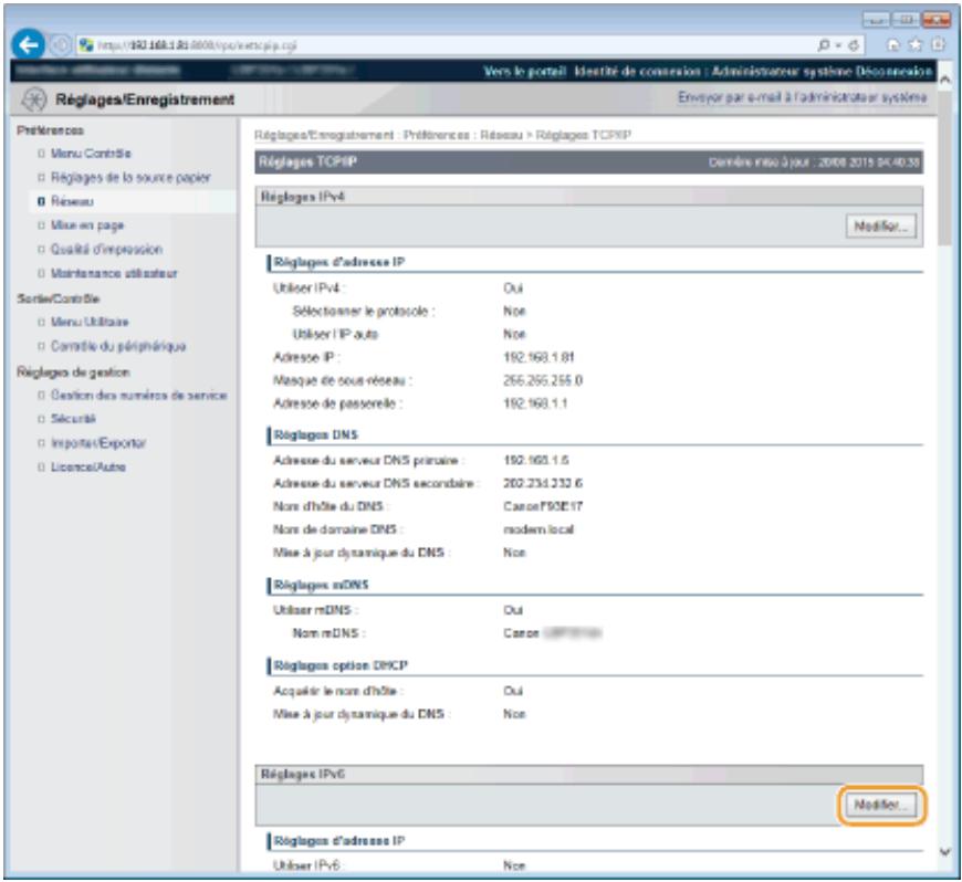 CANON I-SENSYS LBP325X - Configuration des réglages DNS IPV6 - 1