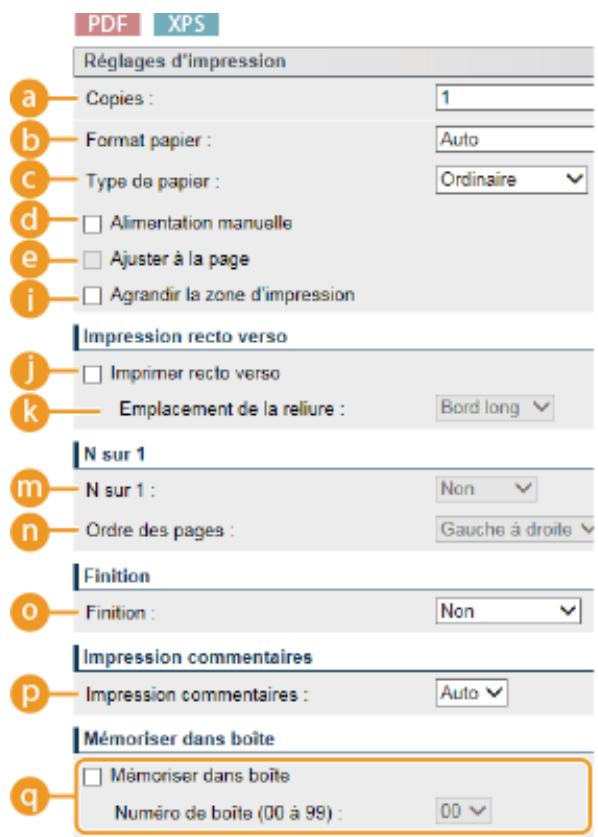 CANON I-SENSYS LBP325X - Réglages d'impression - 1