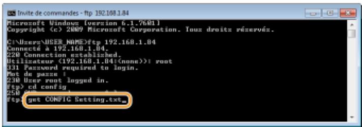 CANON I-SENSYS LBP325X - Saisissez "get CONFIG " et appuyez sur la touche [ENTRER]. - 1