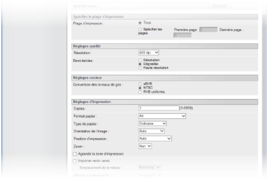 CANON I-SENSYS LBP325X - Réglages d'impression pour l'impression directe - 1