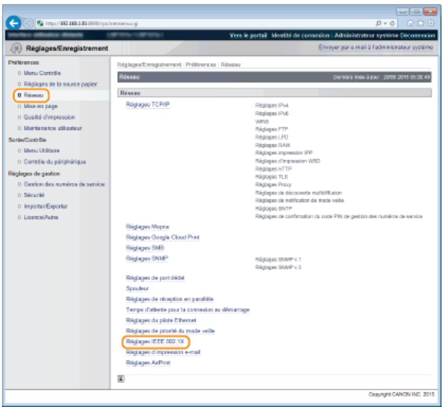 CANON I-SENSYS LBP325X - Configuration de l'authentification IEEE 802.1x - 3