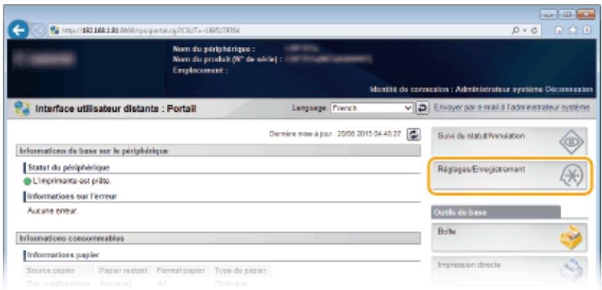 CANON I-SENSYS LBP325X - Enregistrement/modification du numéro de service et du PIN - 1